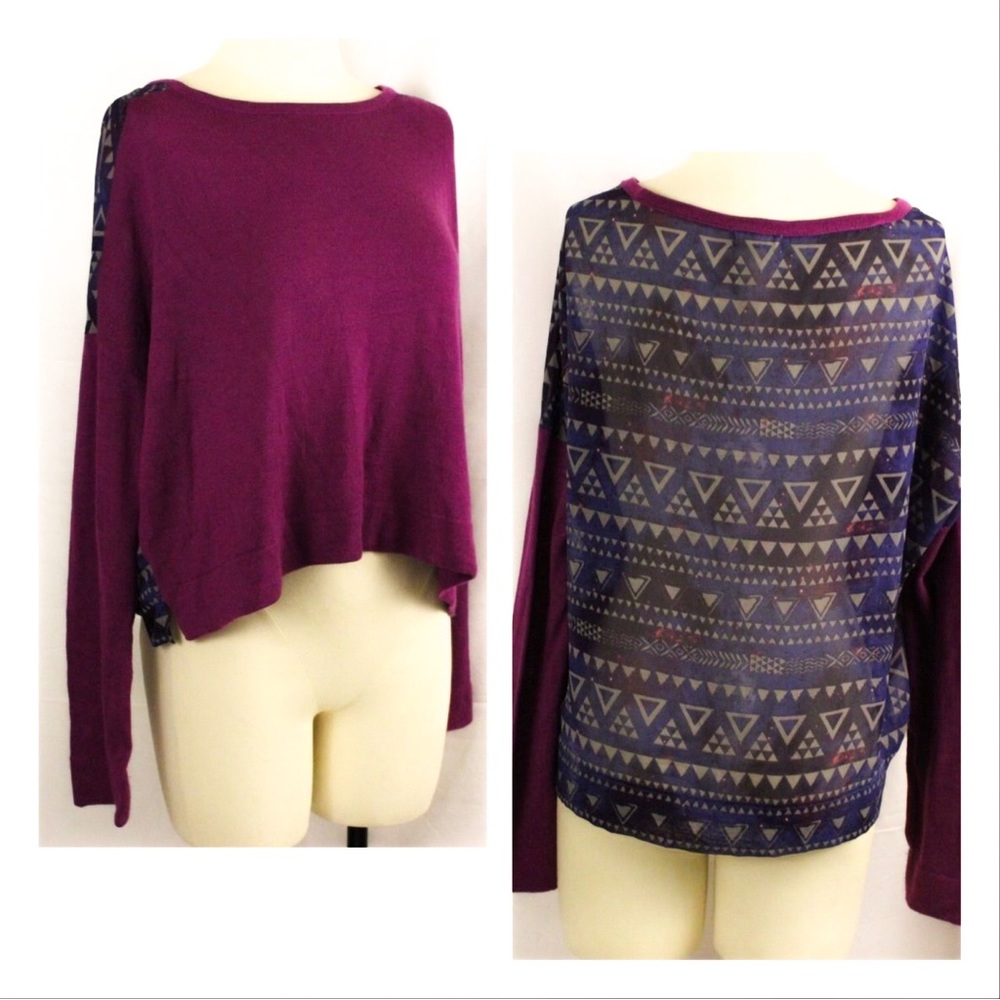 Comfortable Purple Flowy Aztec Galaxy Print High Low Top